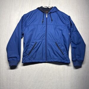 VINTAGE Nike Jacket Boys Youth Large L (14-16) Blue Full Zip Lined Hooded Nylon